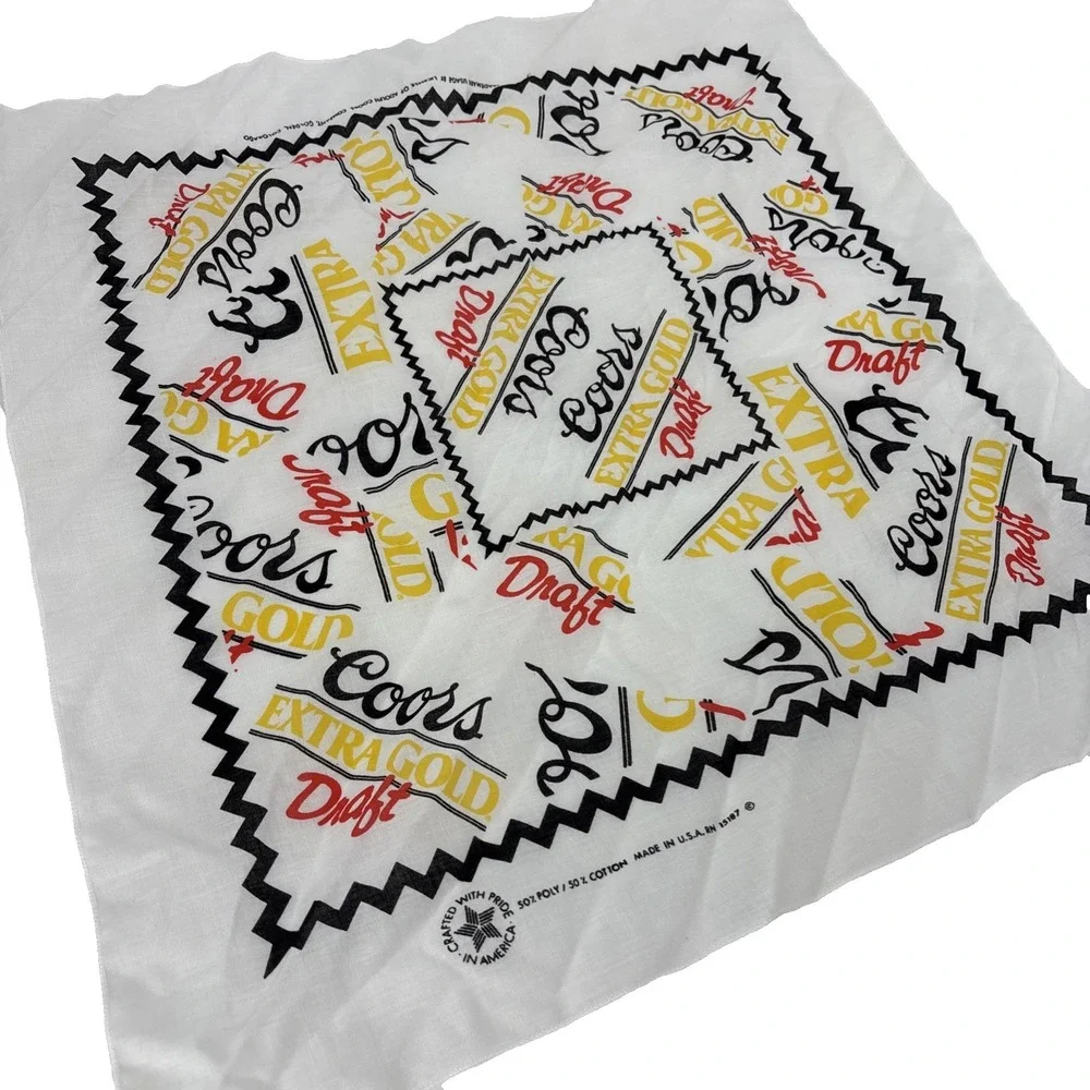 Vintage Coors Extra Gold Draft Beer Bandana Handkerchief Made In The USA